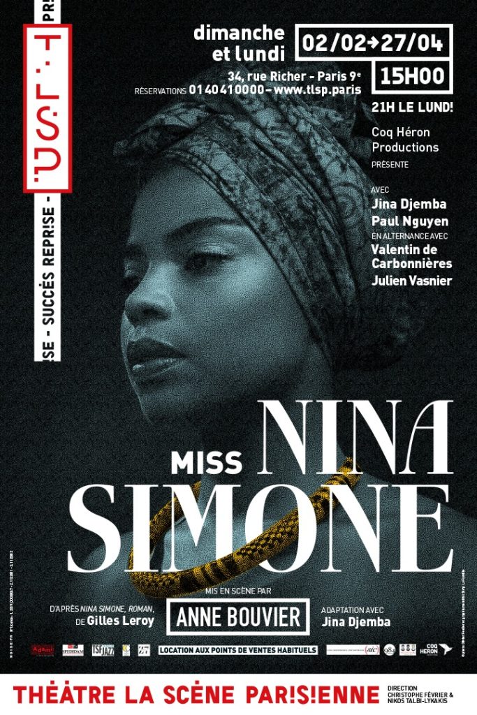 Affiche du spectacle Miss Nina Simone, la trame de la charte graphique est bien visible.