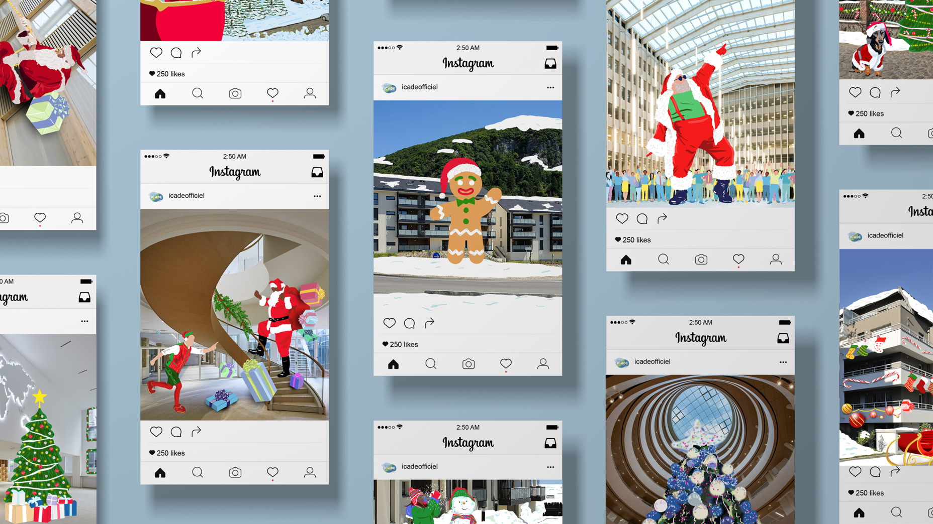 Série de posts produits pour Instagram à l'occasion des fêtes de Noël.