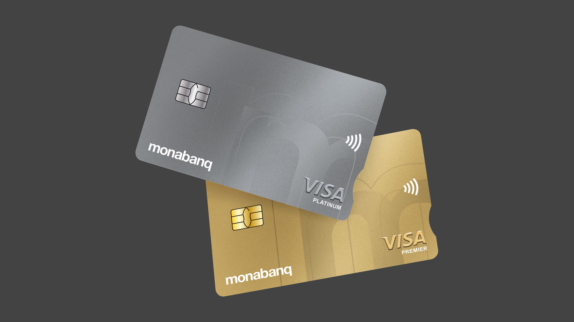 Gros plan sur les cartes Visa Platinum et visa Infinite disponible chez Monabanq